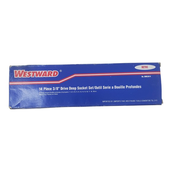 WESTWARD 14 Piece 3/8 Drive Deep Chrome Socket Set Metric Metal Tray DMK3814 - Picture 5 of 7